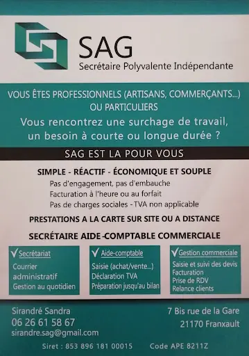 Sag Secrétaire Aide-comptable Indépendante Mme Sandra Sirandré