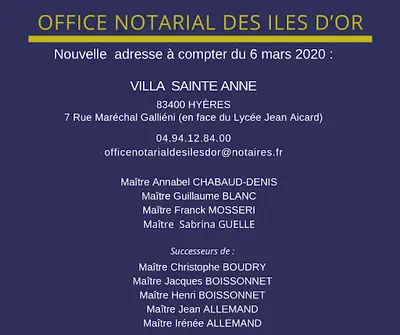 Office Notarial des Iles d'Or - Hyères - Notaires - Maîtres Chabaud-denis, Blanc, Mosseri, Ravel & Werber